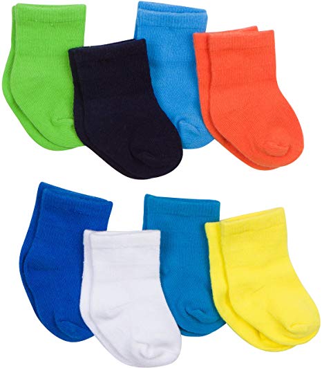 Gerber Baby 8 Pack Snug-fit Crew Sock,Solids, 0-6 Months