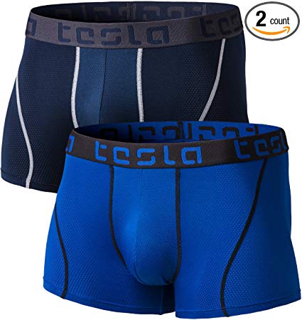 Tesla Men's Stretch 3" No-Fly Cool Dry Brief Underwear Trunk (2-Pack) MBU11/MBU04