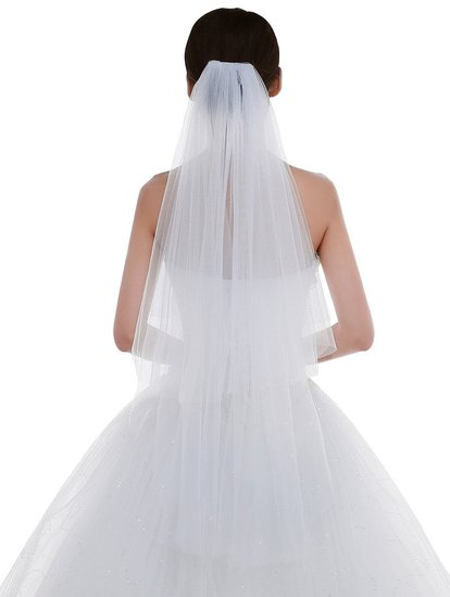 Edith.qi Women's Simple Tulle Bridal Veil Short Wedding Veil