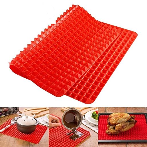 Wolecok Baking Mats Non-Stick Silicone Pyramid Pan Oven Tray Baking Sheet Pastry Cooking Mat BBQ Girll Mat 2 Pack 16" x 11.5"