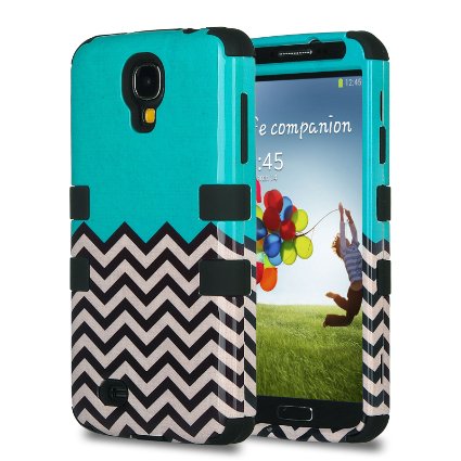 ULAK 3 in 1 Hybrid Impact Shockproof Rubber Combo Case Cover for Samsung Galaxy S4 4 i9500 - Follow the Sky/Black