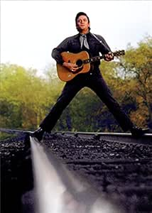 Johnny Cash with Guitar On Train Tracks America Collection Birthday Card