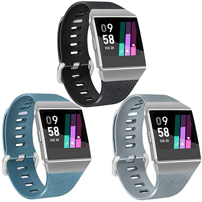 Vancle Sport Bands Compatible with Fitbit Ionic Bands for Women Men, Classic Wristbands Fitbit Ionic Accessories Straps for Fitbit Ionic Smart Watch, 3 Pack