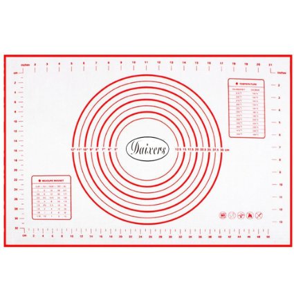 Daixers Silicone Baking Mats Large 23.62" x 15.74" ,Non Stick Non Skid Pastry-Mat with Measurements (Red)