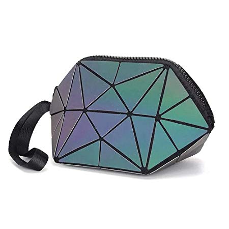 Longjet Holographic Geometric Luminous Purses Foldable Makeup Bag (Black)