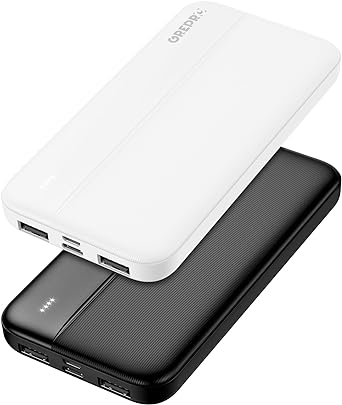 GREPRO Power Bank, 2 Pack 10000mAh Portable Charger USB C in&Out, Powerful External Battery Pack for All Smartphones, Compatible with iPhone 14 13 12 Samsung S22 Google LG OnePlus iPad Tablet, etc