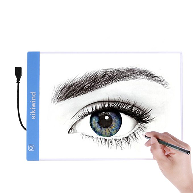 Led Light Box Dimmable Brightness SIKIWIND A4 Ultra-Thin Portable Tracing Light Box with USB Power Cable for Sketching - Artists Drawing - Animation and X-Ray Viewing etc(Blue)