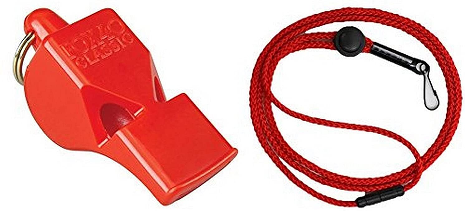 Fox 40 Classic Official Whistle with Break Away Lanyard  red