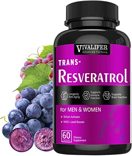 Resveratrol 1240mg, Antioxidant & Trans-Resveratrol Supplement with Promotes Anti-Aging and Promotes Immune, Cardiovascular Support and Joint Support