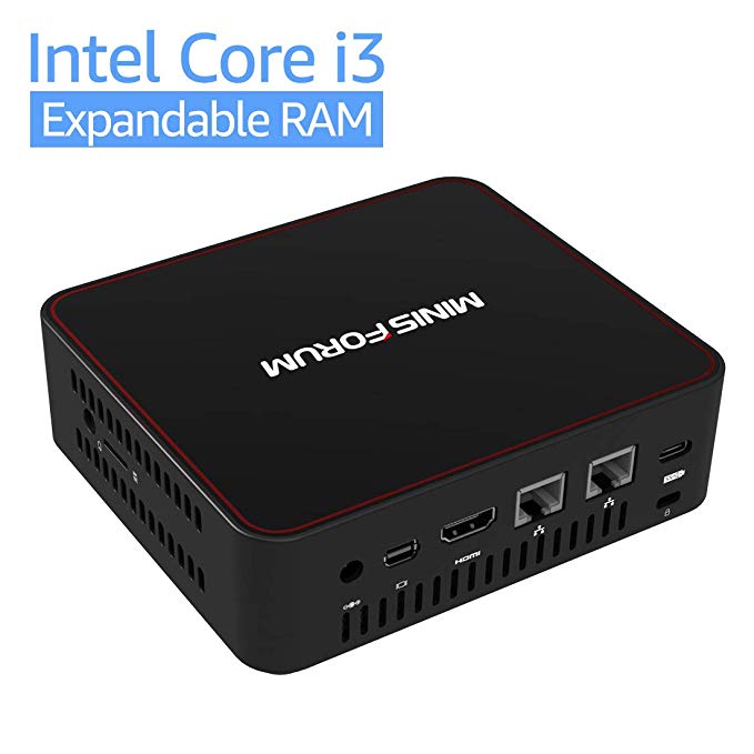 Mini PC Expandable RAM 8GB DDR3L 1600 SODIMM 128GB SSD Intel Core i3-5005U Processor Support Windows 10 Pro,Linux,Chromium OS with USB-C/HDMI/Mini DP Port,3USB 3.0 2 Ethernet Port