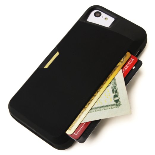 iPhone 5c Wallet Case - Slite Card Case for iPhone 5c by CM4 - Black Onyx- Ultra Slim Protective iPhone Wallet