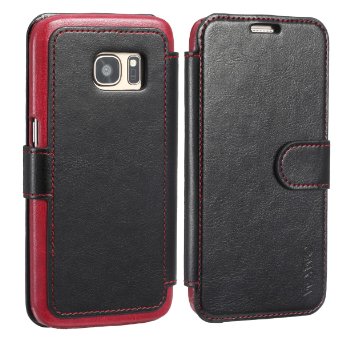 WAWO Soft PU Leather Wallet Case for Samsung Galaxy S7 Cell Phone Black