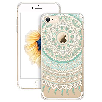 ESR iPhone 7 Hybrid Protective Case with Soft TPU Bumper and Hard Back Cover Scratch Resistant Cover Case for iPhone 7 4.7", Mint Mandala