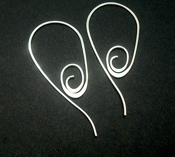 Sterling Silver Spiral Hoop Earrings that are Flattened