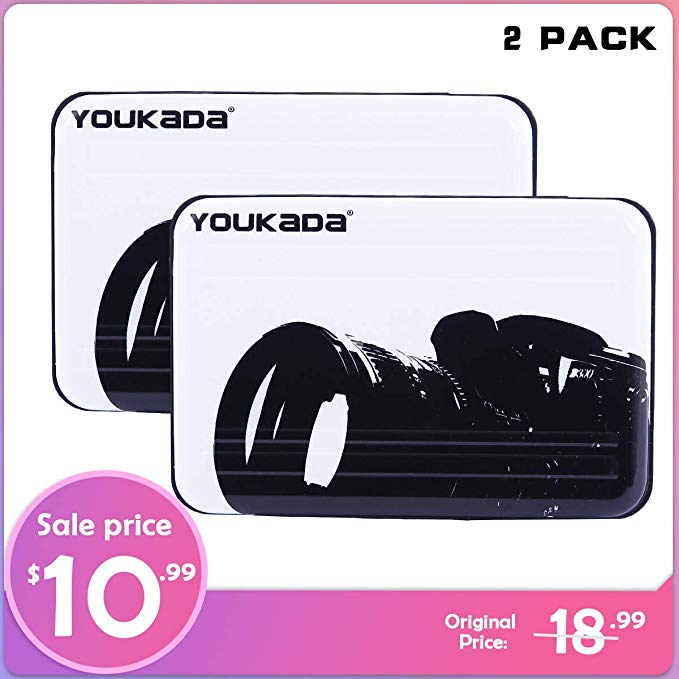 YOUKADA Metal Memory Card Case Holder Water-Resistant Pocket-Sized SD Holder for 8 SD Cards & 8 Micro SD Cards (2 Pack-Camera)