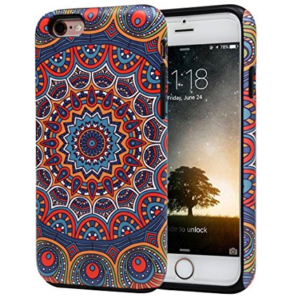 iPhone 6S Case, Arabic Pattern Slim Dual Hard Case [Shockproof] [Dual Layer] [Drop Protection] Fashion Design Pattern for Apple iPhone 6S (2015) & iPhone 6 (2014) - Arabic Indian