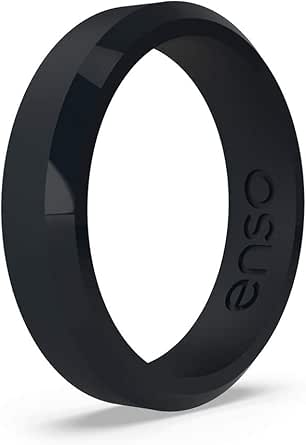 Enso Rings Bevel Thin Silicone Wedding Ring – Hypoallergenic Unisex Stackable Wedding Band – Comfortable Minimalist Band – 5.08mm Wide, 2.16mm Thick