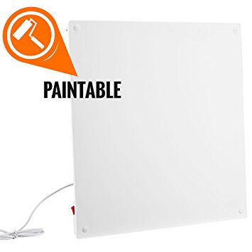 VonHaus 450W Wall Mounted Electric Flat Panel Heater – Paintable Slimline Low Energy Eco Ceramic Space Heater 23.5" x 23.5" x 0.4"