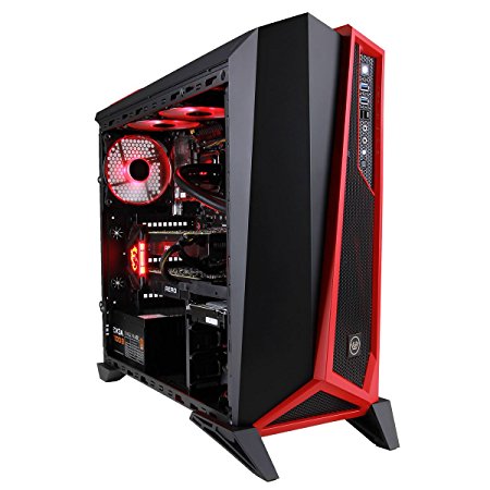 CUK Trion Custom Gaming PC (Liquid Cooled i7-7700K, 32GB RAM, 512GB NVMe SSD   4TB SSHD, Dual NVIDIA GTX 1080 (16GB VRAM), Windows 10) Best New VR Ready Tower Desktop Computer for Gamers (Black/Red)