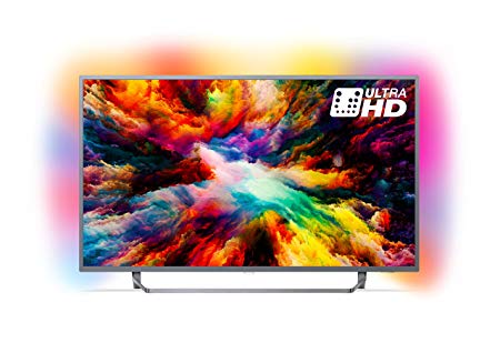 Philips 43PUS7303/12 43-Inch 4K Ultra HD Android Smart TV with HDR Plus and Ambilight 3-sided - Dark Silver (2018 Model)