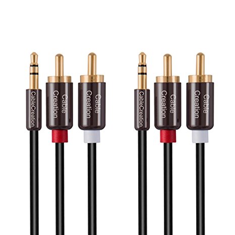 RCA Cable,[2-PACK] CableCreation 3.5mm 1/8’’ to 2RCA Male Auxiliary Stereo Audio Y Splitter Gold-Plated for Smartphones, MP3, Tablets, Speakers,Home Theater,HDTV,1.6ft/0.5M