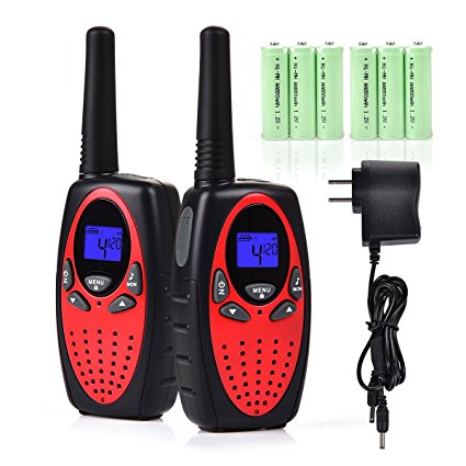 Walkie Talkies for Kids, Funkprofi 2 Way Radios Toy Walkie Talkie 22 Channels 3 Miles with Rechargeable Batteries for Outdoor Adventures, Pack of 2 (Red)
