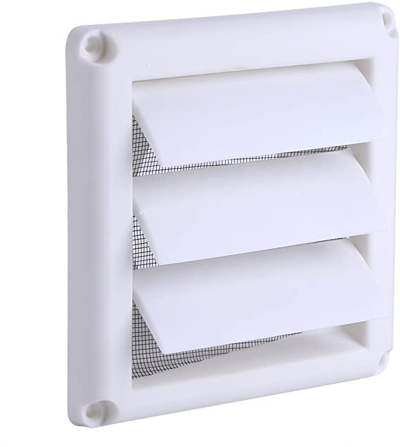 Plastic Dryer Vent Cover Air Vent Grille Cover 3 Flaps Wall Duct Ventilation Grill Louvered Vent Cover with Net Plastic Louvre Air Vent Grille with Flyscreen Cover 5.91 x 5.91 inch