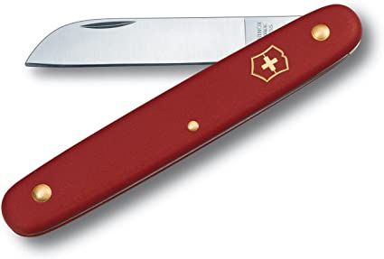 Victorinox Floral Knife, straight 4" blade, red handle 3.9050