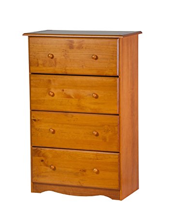 100% Solid Wood 4-Super Jumbo Drawer Chest by Palace Imports, Honey Pine Color, 32”W x 48.5”H x 17”D. Metal Antique Brass Knobs Sold Separately. Requires Assembly