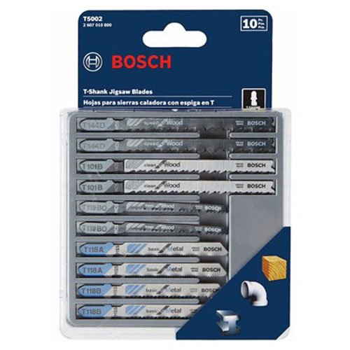 Bosch T5002 10-Piece Assorted T-Shank Jig Saw Blade Set