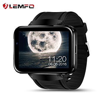 LEMFO LEM4 Smart Watch Cell Phone with Android 4.4 OS MTK6572 Dual Core 3G WIFI GPS 2.2 inch Screen Smartwatch for Android (BLACK)