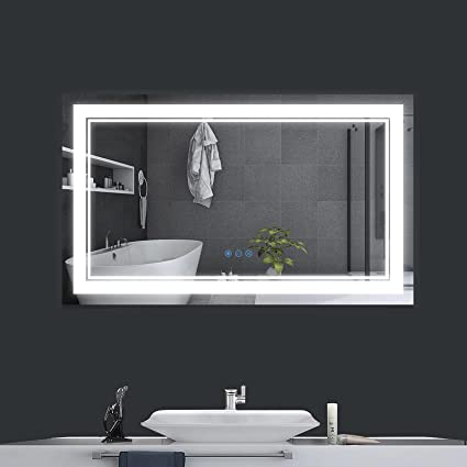 Homedex 40”x 24” Bathroom Led Vanity Mirror with 3 Colors Light, Dimmable Touch Switch Control, Anti-Fog Wall Mounted Makeup Mirror for Wall (Horizontal/Vertical)