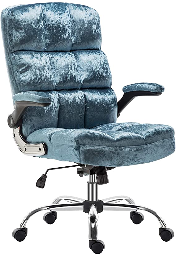 SP Velvet Office Chair Adjustable Tilt Angle and Flip-up Arms Executive Computer Desk Chair, Thick Padding for Comfort and Ergonomic Design for Lumbar Support (3288RW)