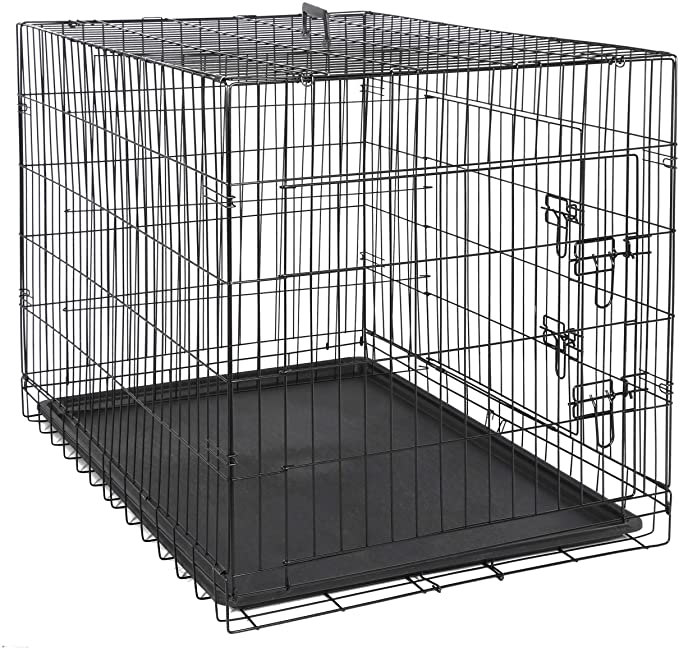 ZENY 42 inch Dog Crate Double Door Folding Metal Dog or Pet Crate Kennel with Tray and Handle