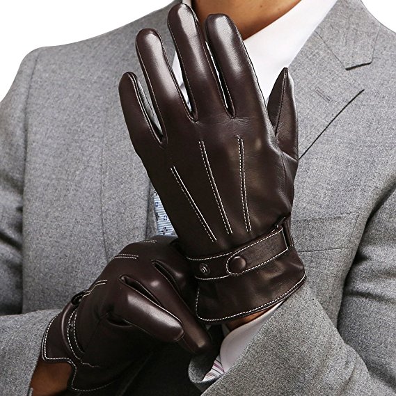 Harrms Best Luxury Touchscreen Italian Nappa Leather Gloves for men's Texting Driving Cashmere Lining