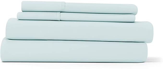 Linen Market Ultra Soft Easy Care Microfiber 16" Deep Pocket Basic 4 Piece Bed Sheet Set with Pillowcases, Aqua, Queen
