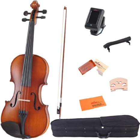 ADM 34 Size Handcrafted Solid Wood Student Acoustic Violin Starter Kit Matt Red Brown