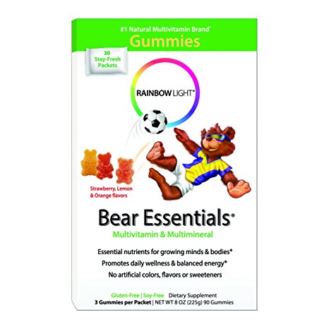 Rainbow Light Gummy Bear Essentials Multivitamin and Multimineral,  30 Count Single Serve Packets