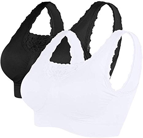 Litthing Lace Sports Bras for Women Seamless Comfortable Daily Bra Yoga Bra with Removable Pads