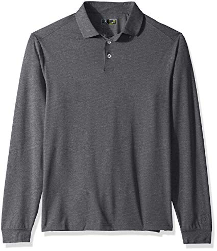 PGA TOUR Men's Heathered Ventilated Long Sleeve Self Collar Polo