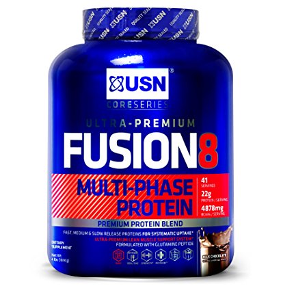 USN Fusion8 Multi-Phase Protein, Fast, Medium and Slow Release for Systematic Uptake, Milk Chocolate, 4 Pound