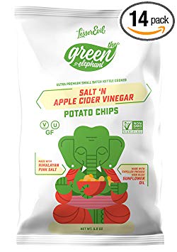 LesserEvil Green Elephant Chips, Salt 'n Apple Cider Vinegar, 5.0 Ounce (Pack of 14)