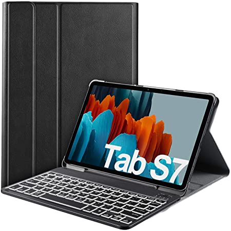 IVSO for Samsung Galaxy Tab S7 Keyboard, 3 Zones 7 Colors Backlit 3 Level Brightness Hundreds of DIY Backlit, Detachable Wireless Keyboard Case for Samsung Galaxy Tab S7 (SM-T870/875) 11 2020, Black