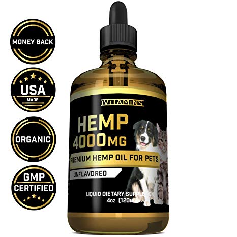 iVitamins Hemp Oil Drops for Pets - Grown & Made in USA - Supports Hip & Joint Health, Natural Relief for Pain, Separation Anxiety - Zero THC CBD Cannabidoil - Apply Easily to Treats