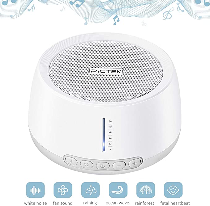 PICTEK Sound Machine for Baby Sleeping, White Noise Machine with 30 Soothing Sounds (Up to 100dB), 3 Auto-off Timer, Memory Function and USB Powered for Sleeping, Relaxing, Kids, Adults Sleep Machine