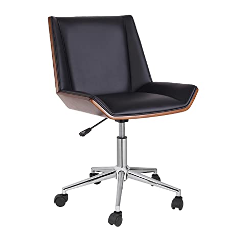 Porthos Home Office Chair With PVC upholstery 360-Degree Swivel And Adjustable Height (Mid-Century Style In Black Or White), One Size,