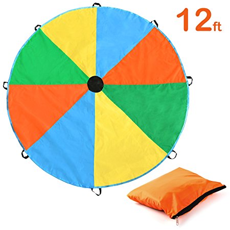 Kids Parachute, Magicfly 12 Feet Parachute Toys with 8 Handles for Kids Play, Kids Games, Outdoor Games, Outdoor Toys