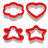 Stately Kitchens Soft Grip Large 3 inch Cookie Cutter Set of 4 - Ginger Bread Man Cookie Cutter Heart Cookie Cutter Star Cookie Cutter and Flower Cookie Cutter