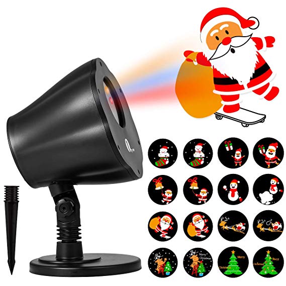 1byone Christmas Decorations Light Projector, 8in1 Auto-Shifting Images and Auto-Switchable Pattern, Outdoor/Indoor Use, IP65 Water-Resistant