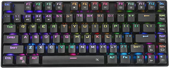 E-YOOSO Z88 2.4G Wireless/Bluetooth/Wired Mechanical Gaming Keyboard with RGB Backlit 81 Keys, Blue Switches Black